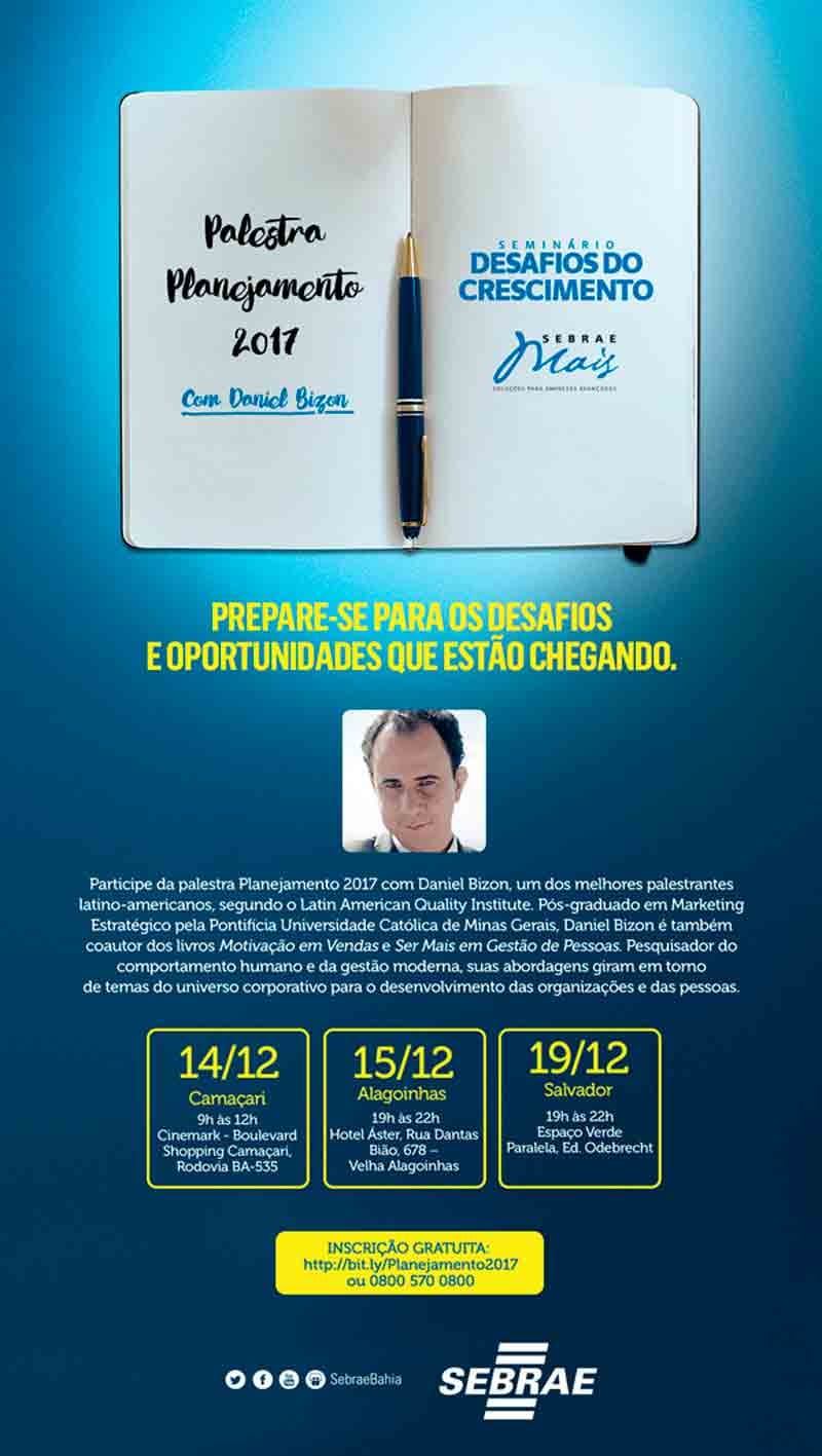 Divulgação palestra Daniel Bizon "Desafios do Crescimento" Divulgação palestra Daniel Bizon "Desafios do Crescimento"
