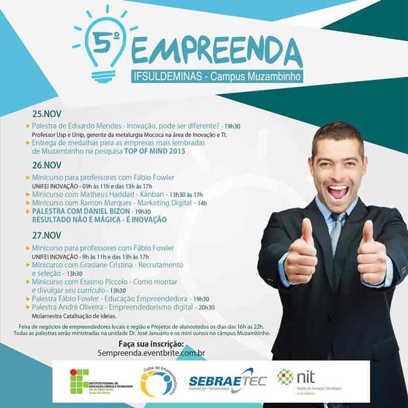 Folder com a programação completa 5º Empreenda Muzambinho Folder com a programação completa 5º Empreenda Muzambinho