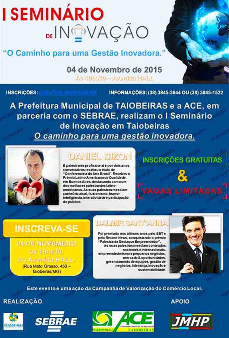 Folder de divulgação do I Seminário de Inovação Taiobeiras Folder de divulgação do I Seminário de Inovação Taiobeiras