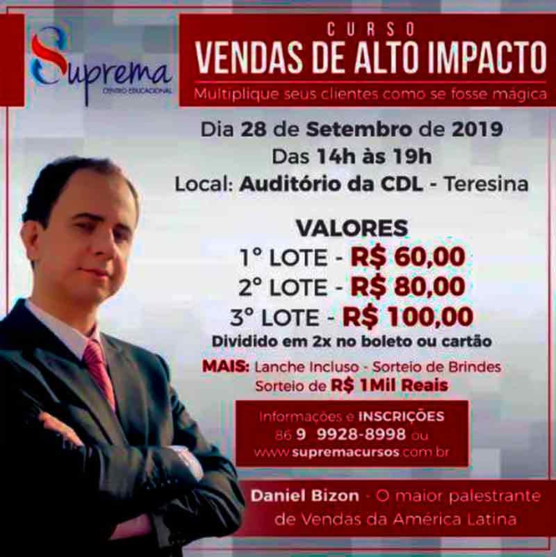 Treinamento de vendas com Daniel Bizon em Teresina Treinamento de vendas com Daniel Bizon em Teresina